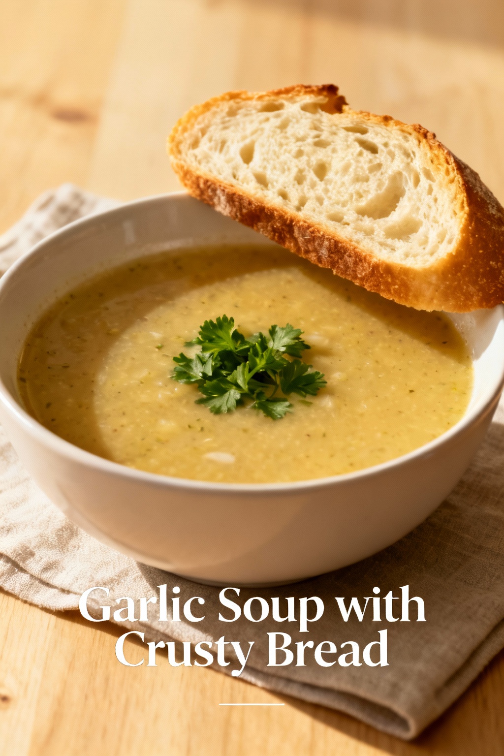 Garlic Soup with Crusty Bread