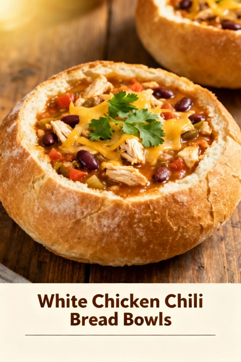 White Chicken Chili Bread Bowls