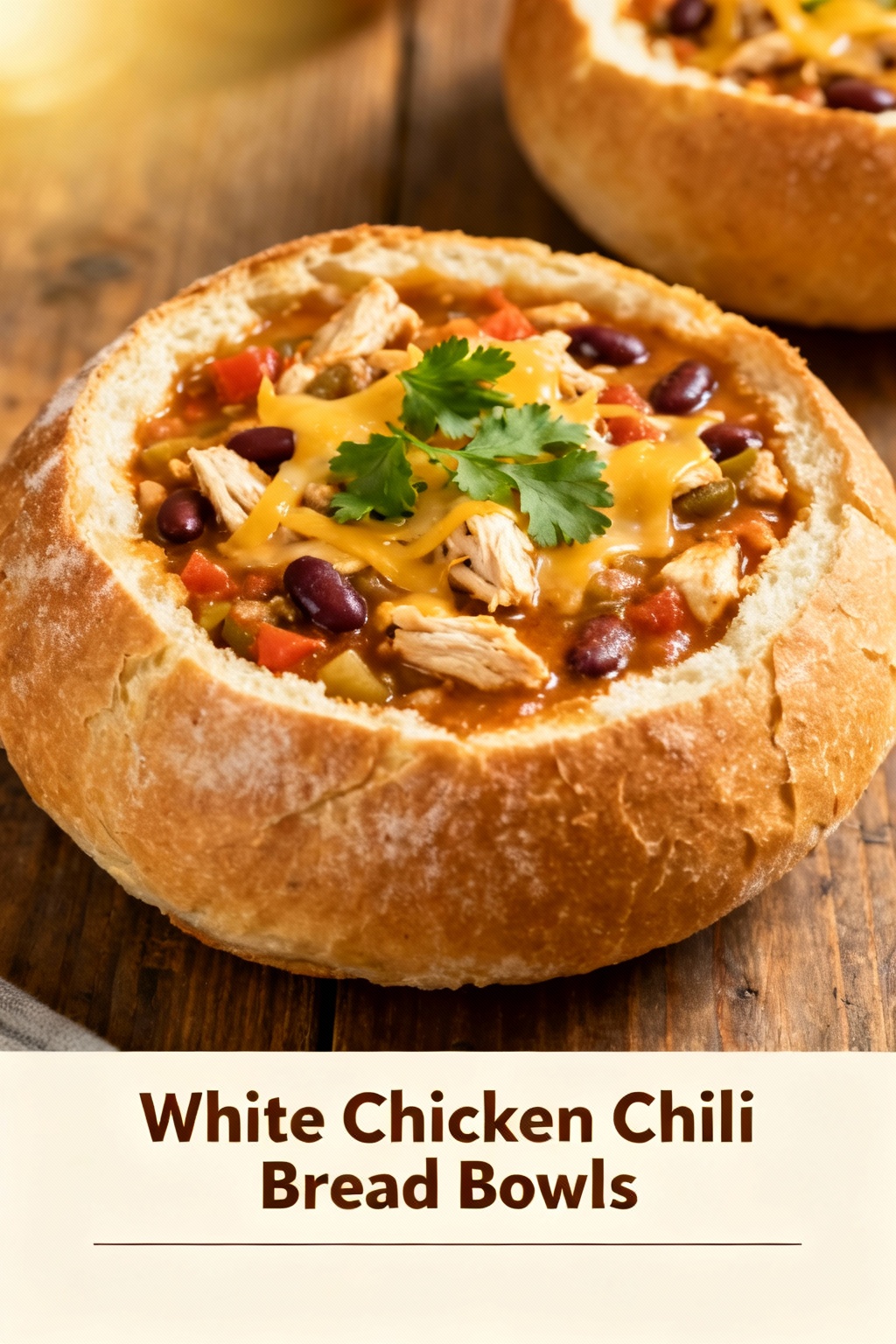 White Chicken Chili Bread Bowls
