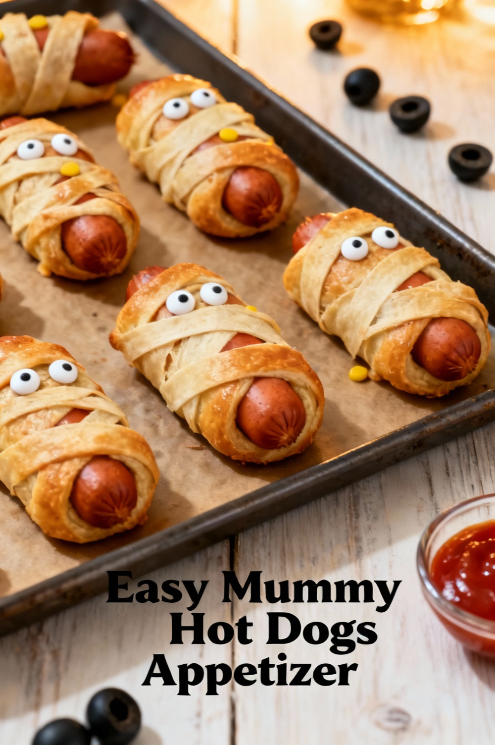 Easy Mummy Hot Dogs Appetizer