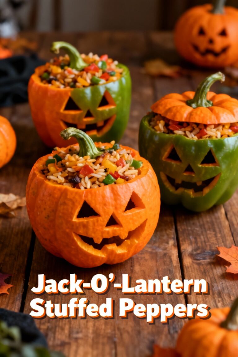 Jack-O’-Lantern Stuffed Peppers