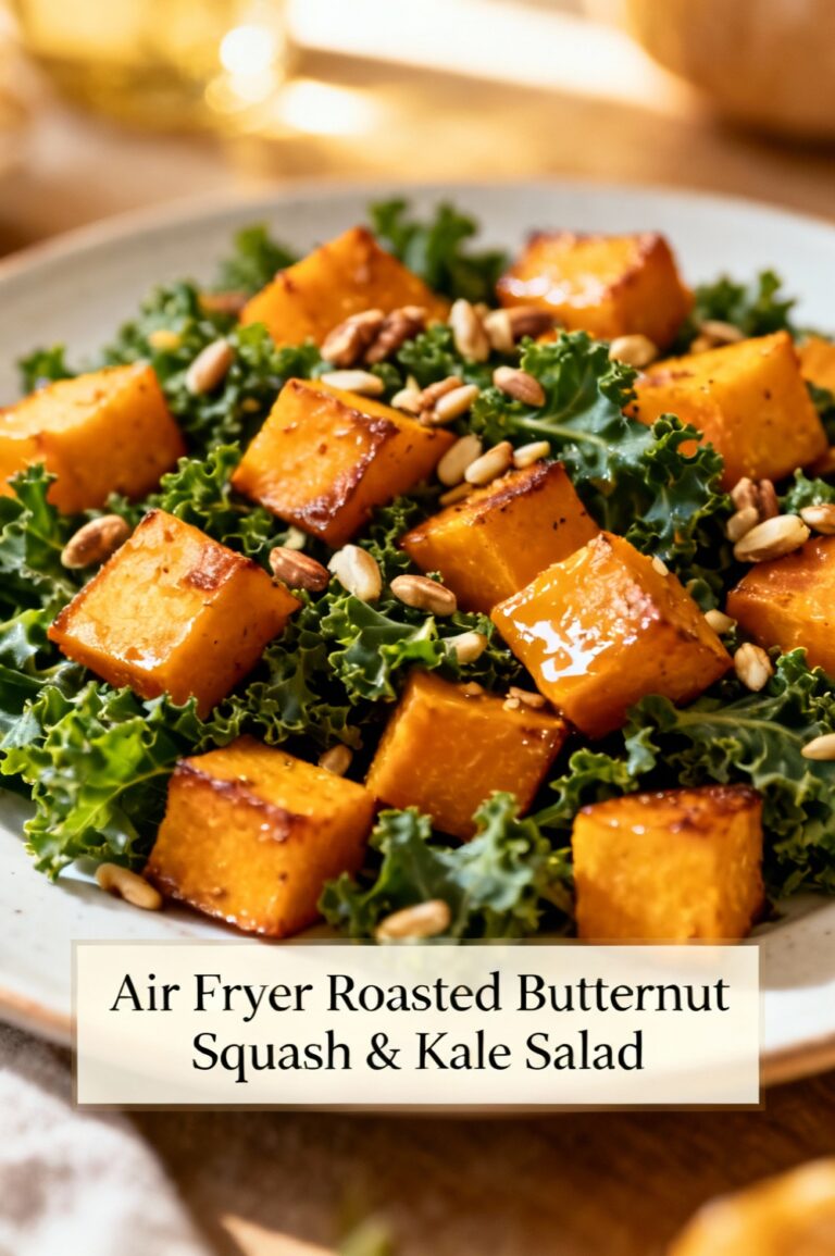 Air Fryer Roasted Butternut Squash & Kale Salad