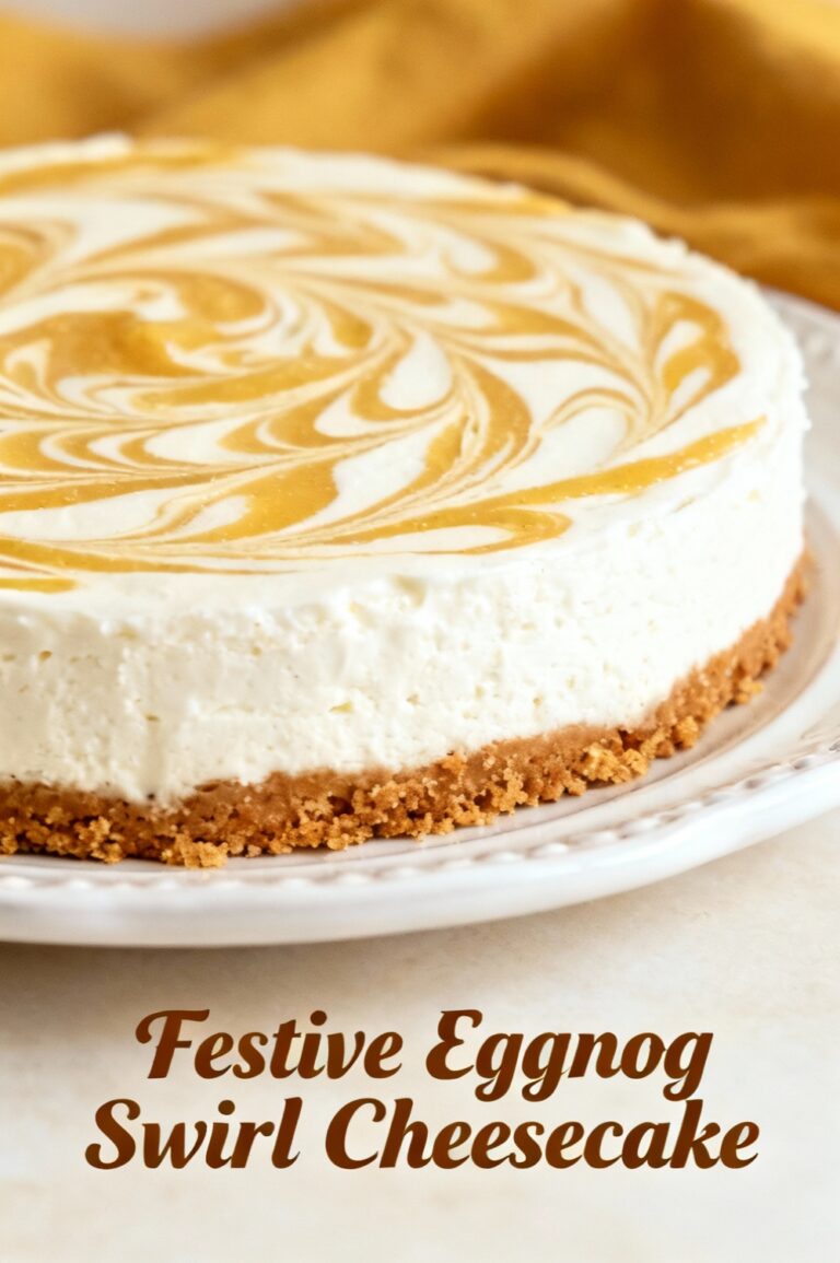 Festive Eggnog Swirl Cheesecake