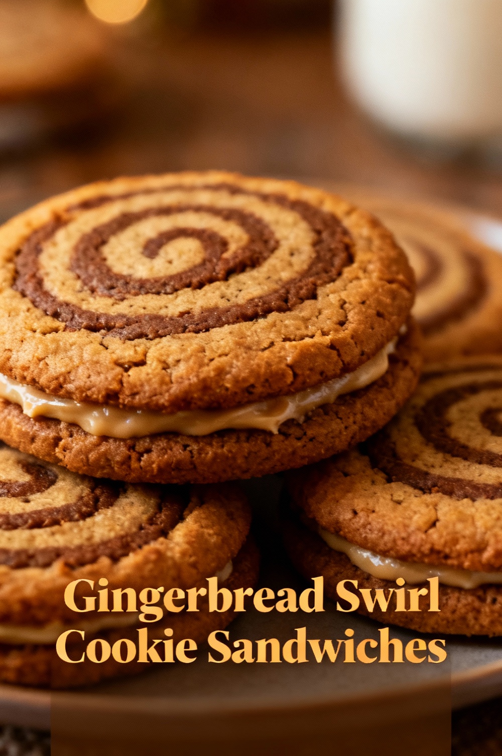 Gingerbread Swirl Cookie Sandwiches