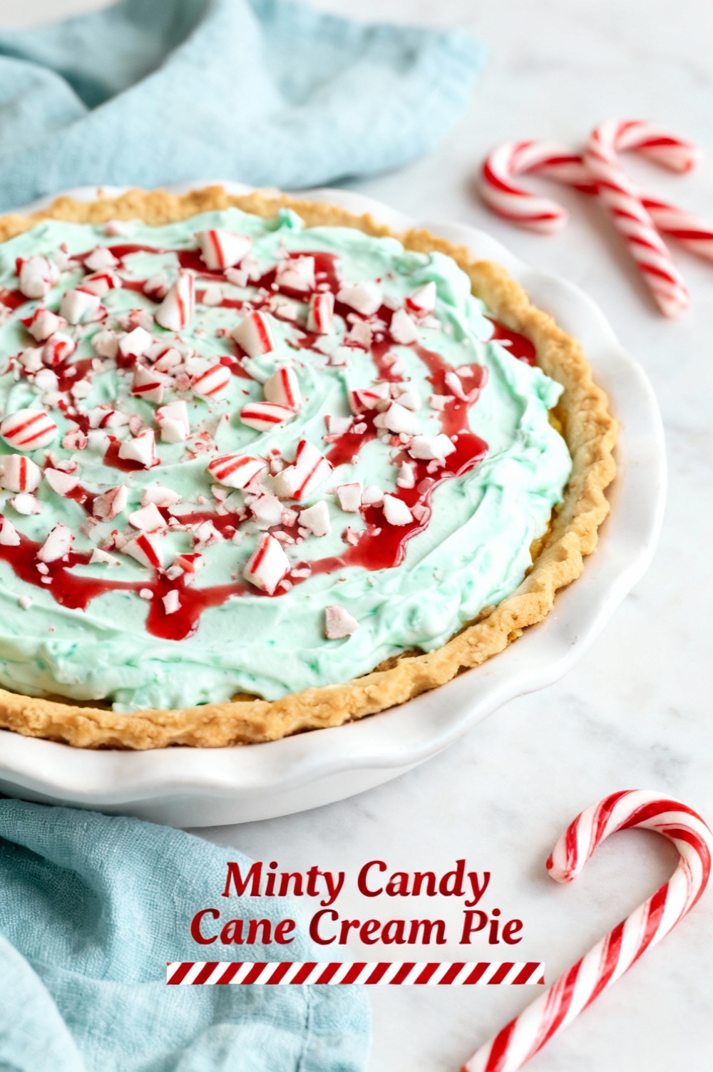 Minty Candy Cane Cream Pie