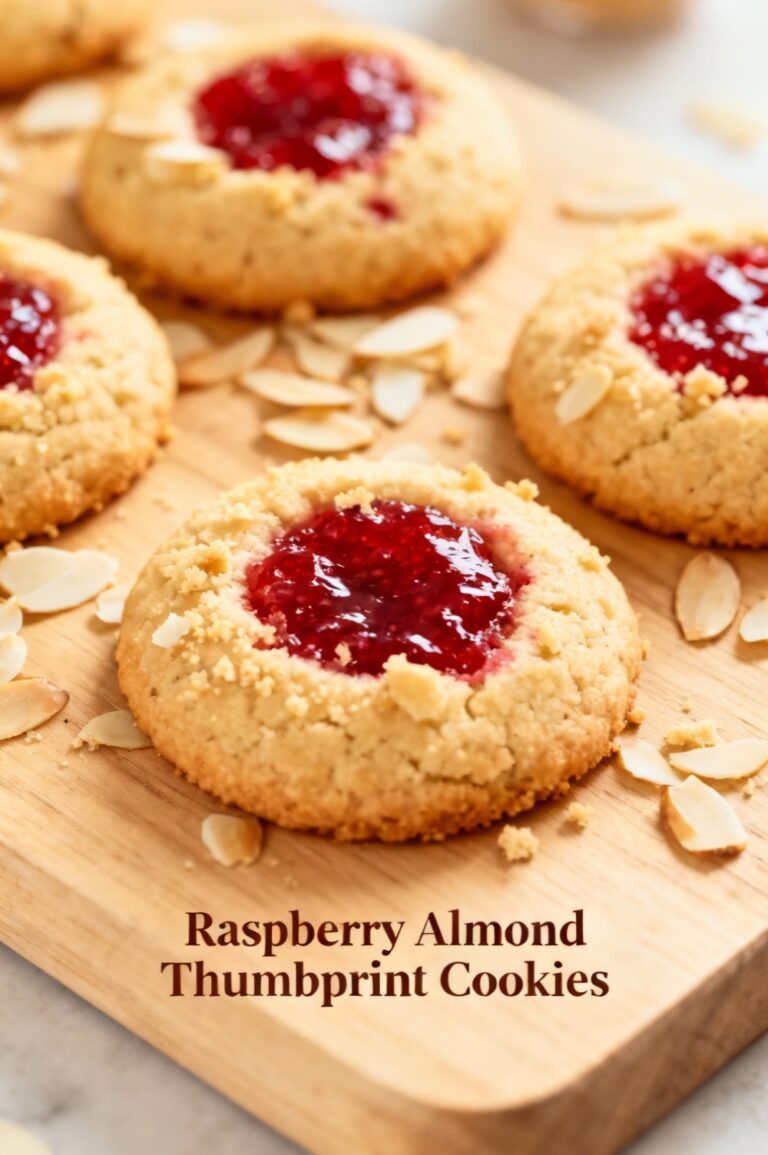 Raspberry Almond Thumbprint Cookies