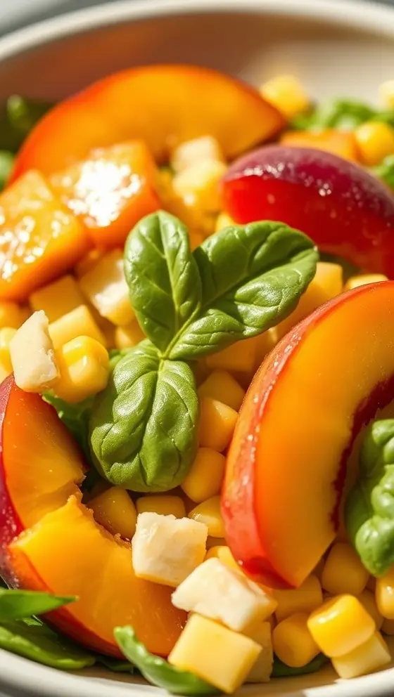 Fresh Summer Salad with Peaches and Corn