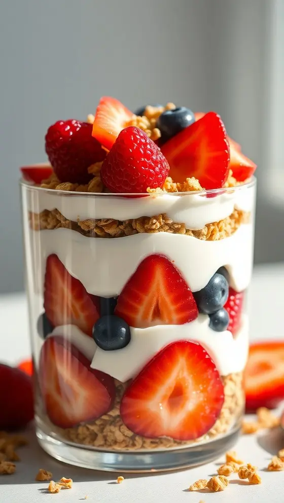 Layered Yogurt Parfait with Fresh Fruit and Granola