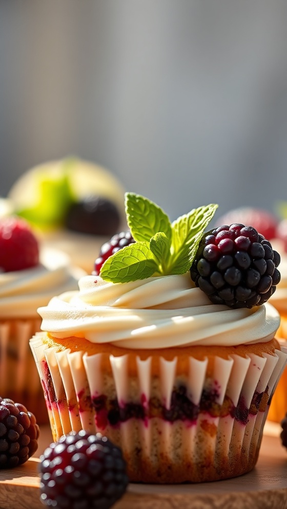 Blackberry Lime Cheesecake Cupcakes