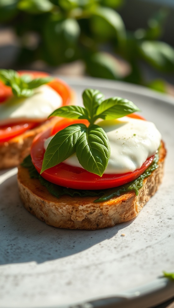 Bruschetta with Burrata Tomato and Basil